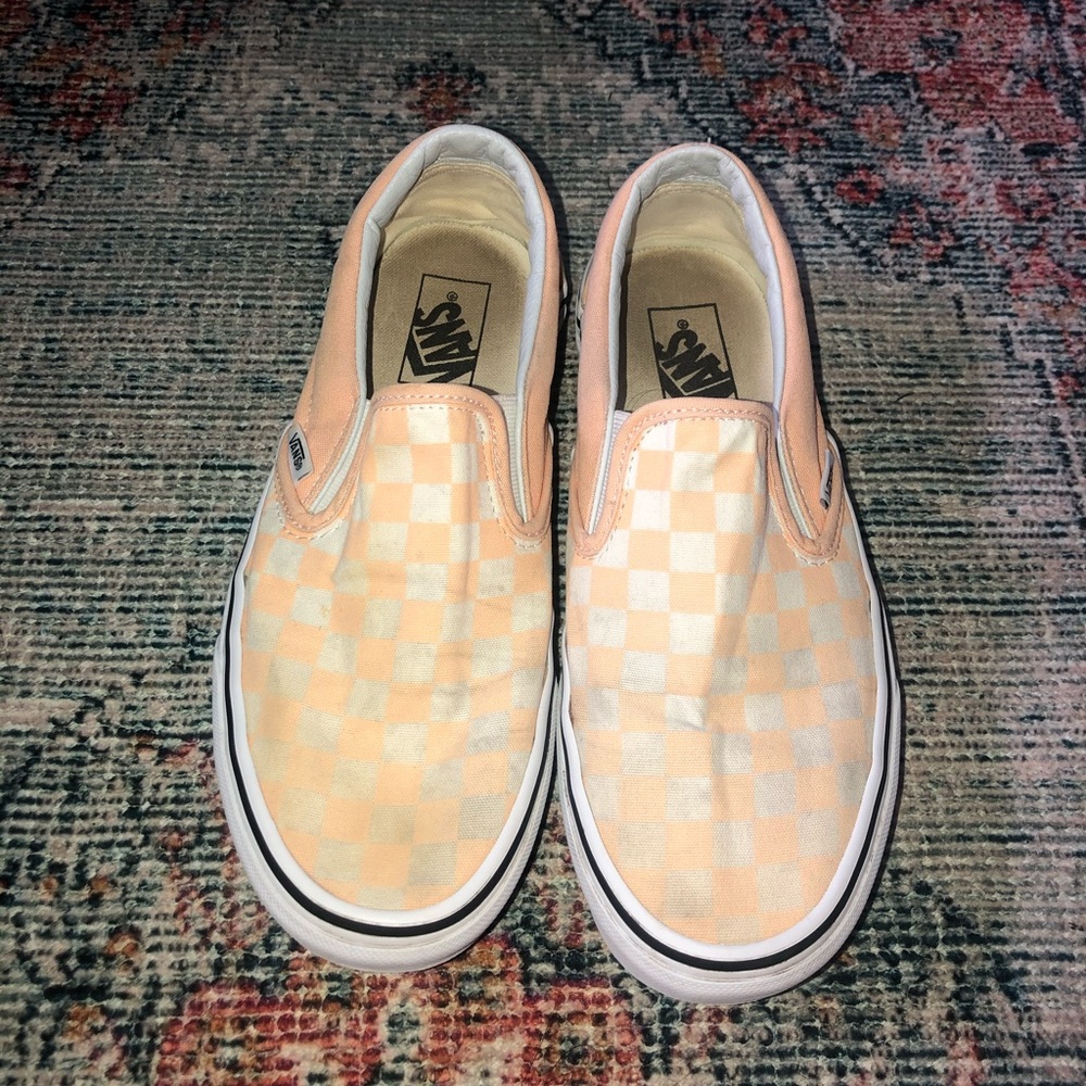 Peach Checkered Vans